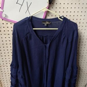 4X Elegant Navy Blouse